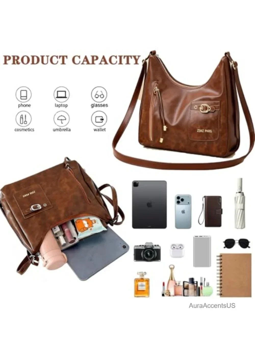 Y2K Hobo Shoulder Bag for Women Faux Leather Punk Clutch Purse Trendy Top Handle